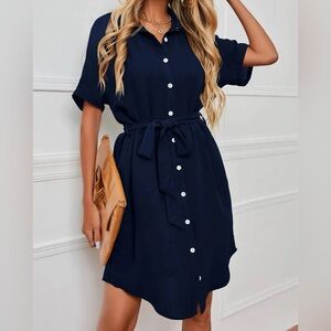 SHEIN Dolman sleeve belted Dress